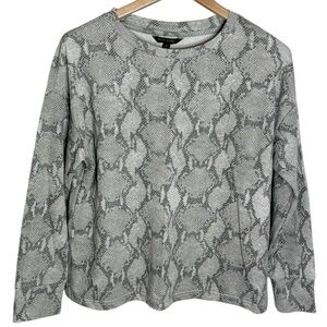 Banana Republic Factory Crewneck Long Sleeve Gray White Snakeskin tee size M